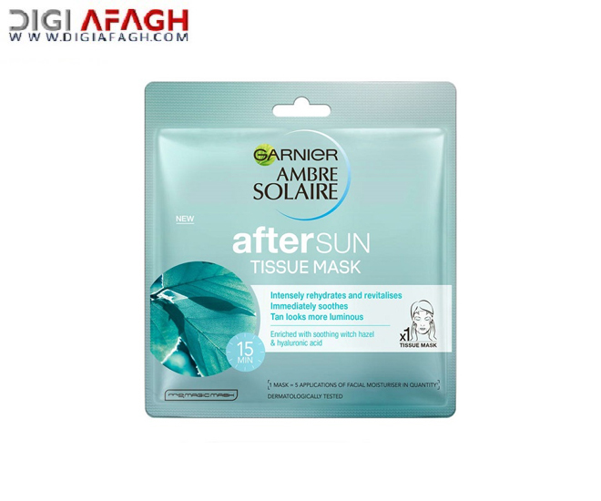 ماسک ورقه‌ای پس از آفتاب مدل Ambre Solaire آبرسان قوی، خنک کننده و آرامش‌بخش پوست محصول گارنیر