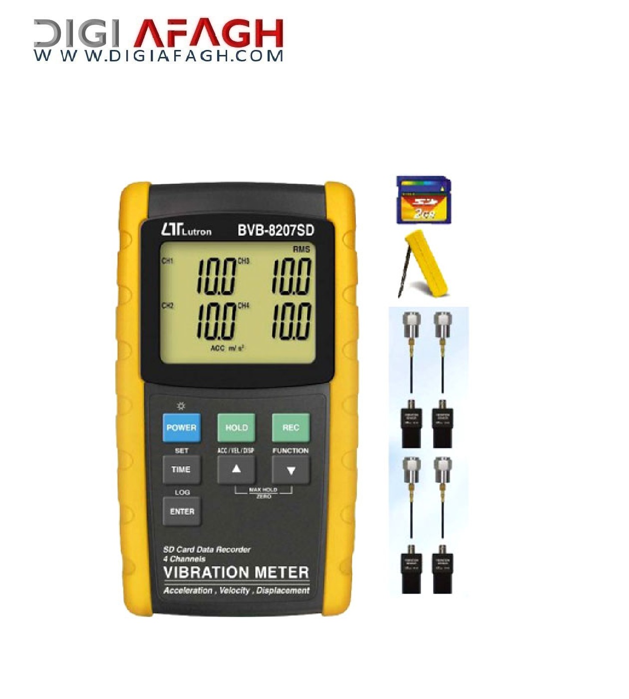 لرزش سنج 4 کاناله دارای کارت حافظه BVB-8207SD